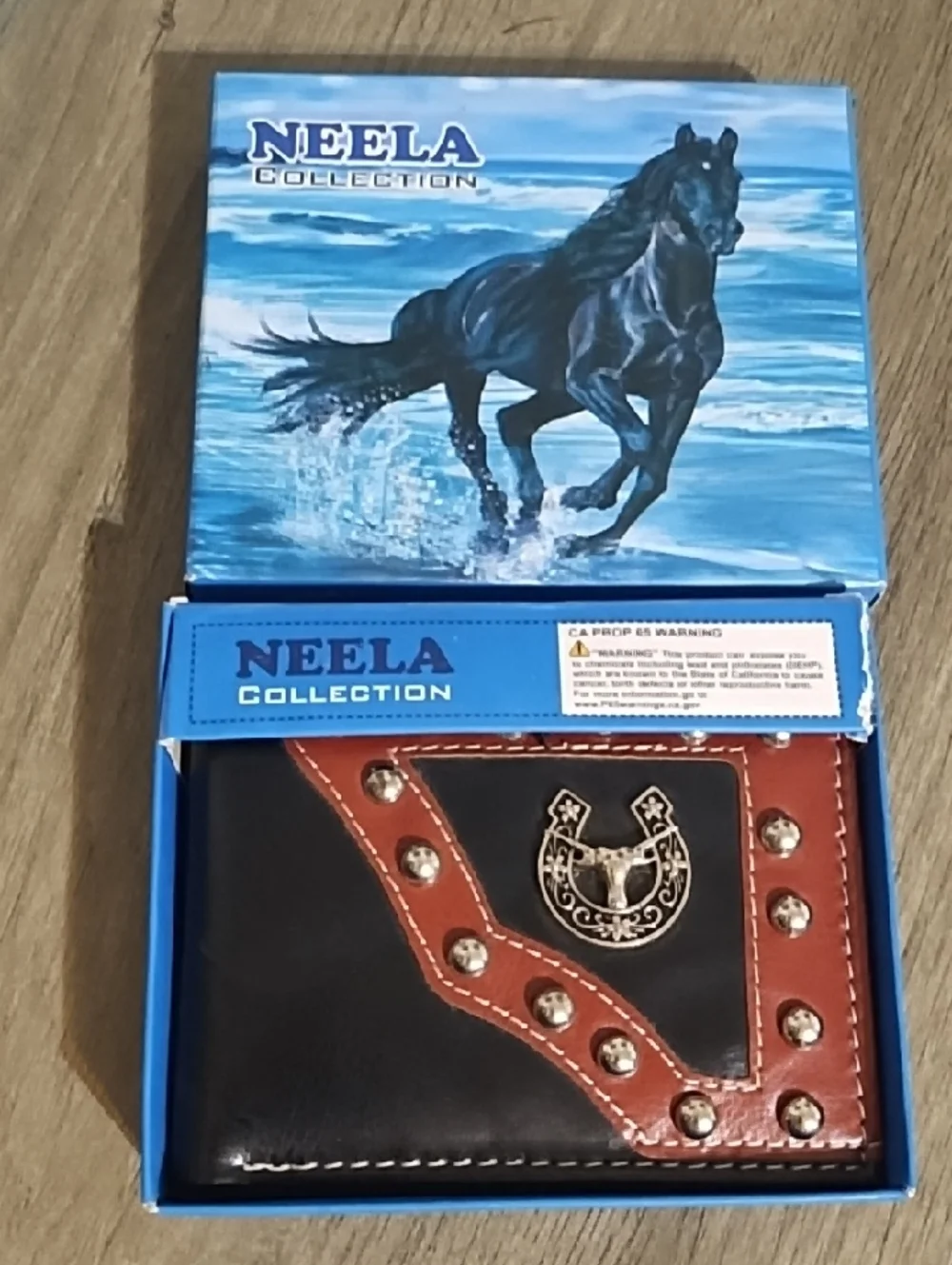 Men’s Black & Brown Studded Leather Wallet